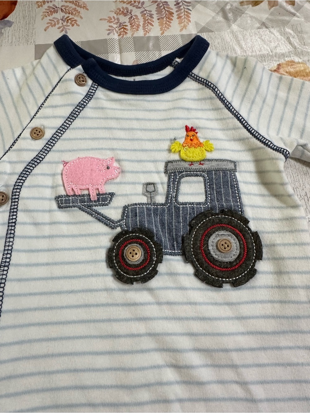 Mud Pie Baby Boy 0-3 Months Tractor Farm Animal Footed Sleeper Romper - Picture 3 of 6